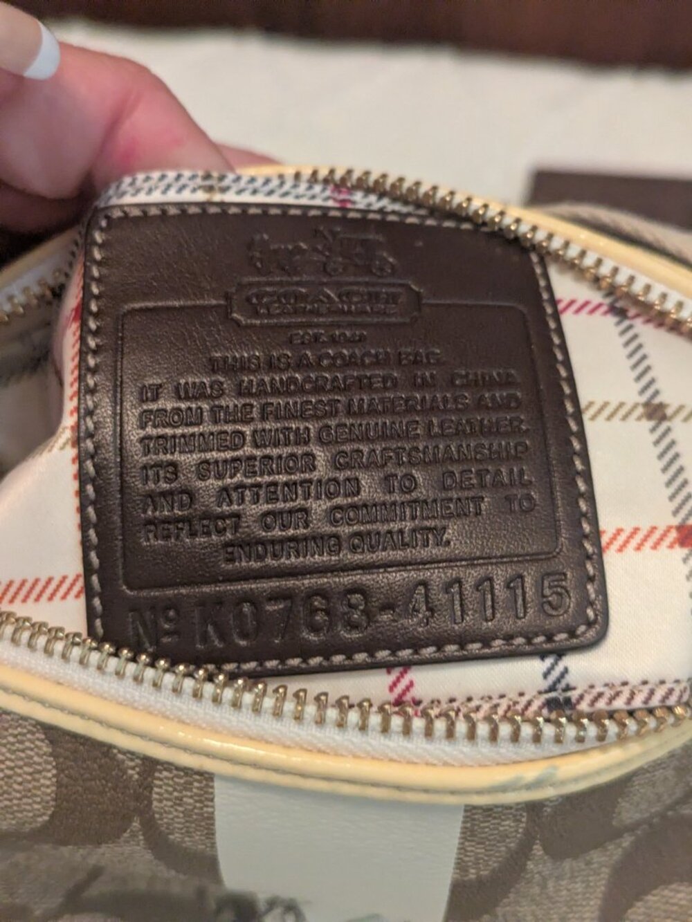 Coach Vintage heritage stripe signature collect tan cream white bag 41115 - Picture 10 of 11